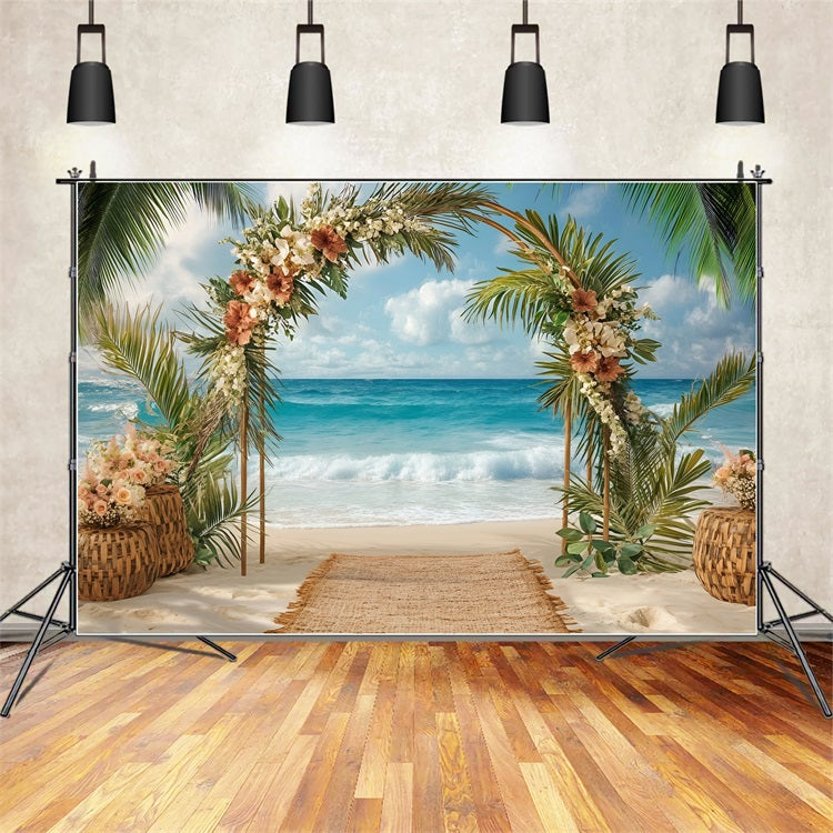 Beach Wedding Backdrop Floral Arch Summer Backdrop UK ZXY3-25