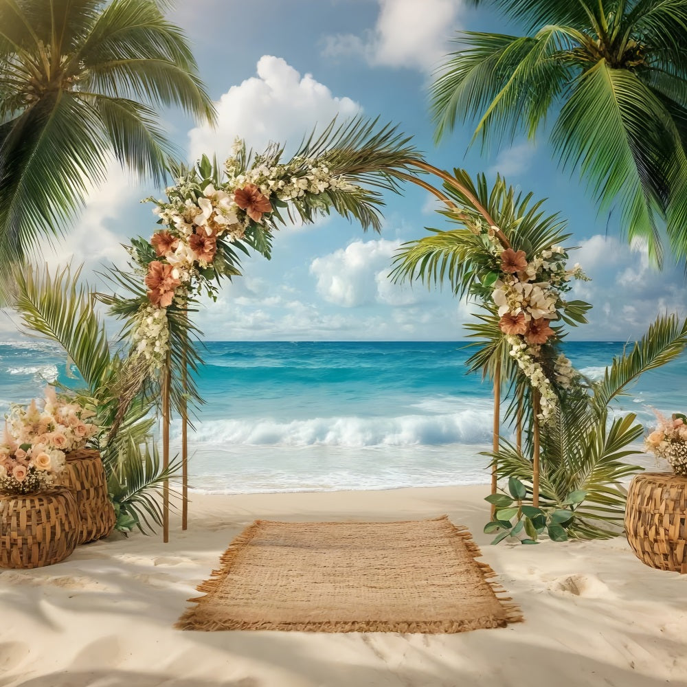 Beach Wedding Backdrop Floral Arch Summer Backdrop UK ZXY3-25