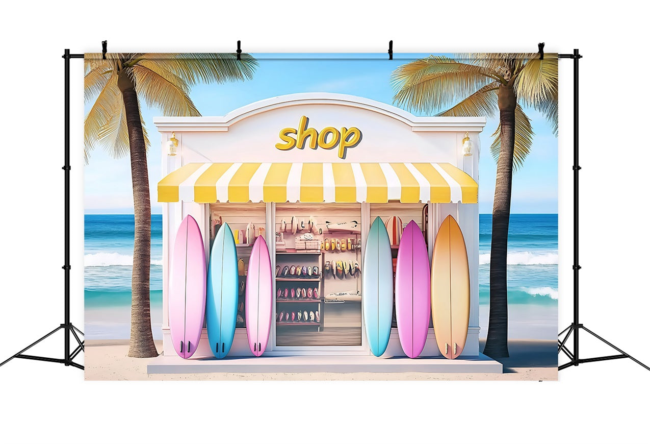 Beach Backdrop Yellow Stripe Surfboard Summer Backdrop UK ZXY3-8