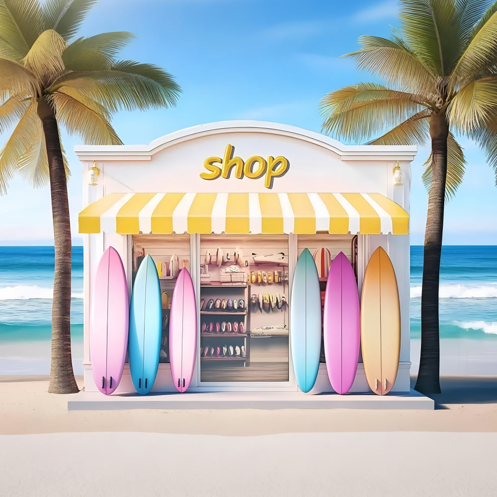 Beach Backdrop Yellow Stripe Surfboard Summer Backdrop UK ZXY3-8