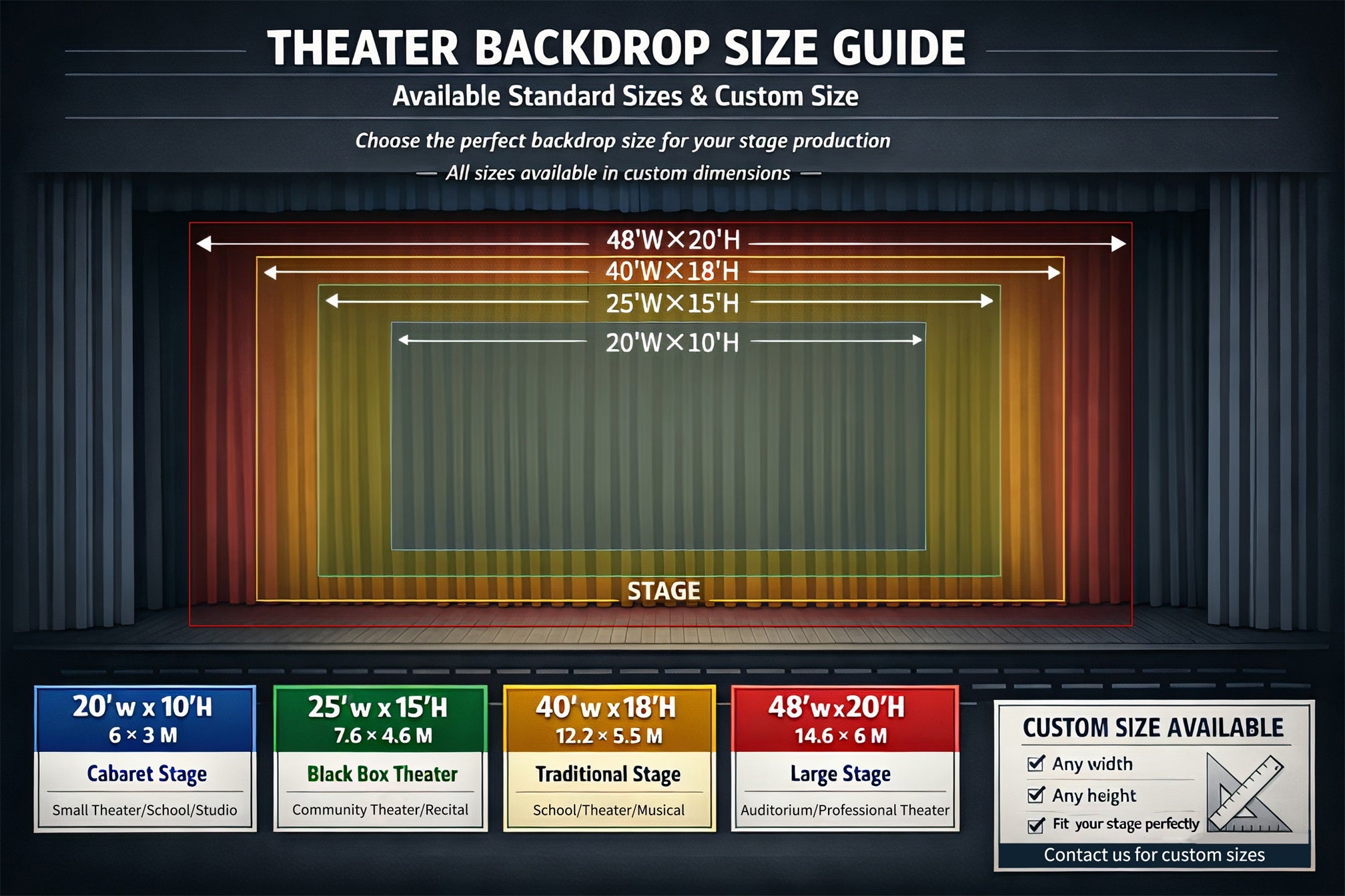 Large Stage Backdrops Grand Row Homes Movie Theater Backdrop UK GQ65-T30