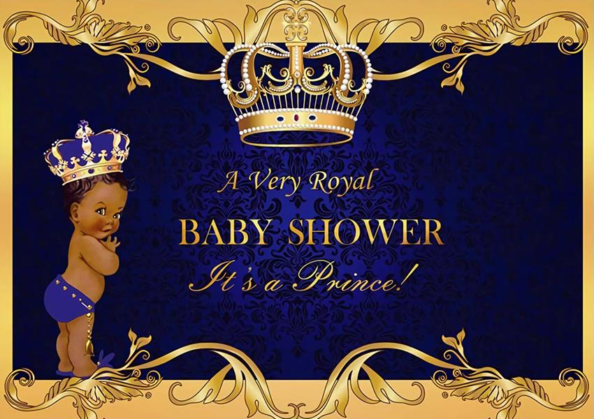 Baby Shower Baby Boy Diamond Crown Royal Blue backdrop UK BA41