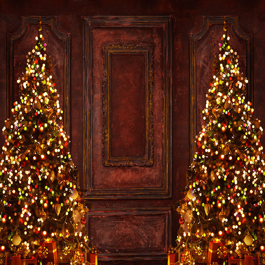 Retro Christmas Wall Trees Photography Backdrop D915