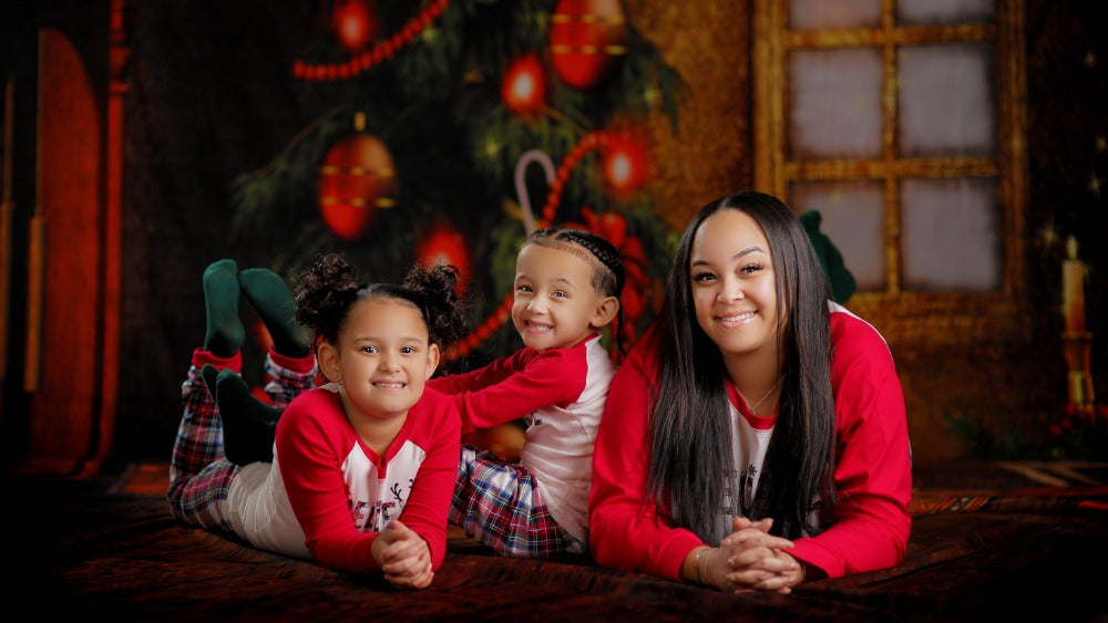 Christmas Trees And Treasure Box Backdrop UK for Photography DBD-P19196
