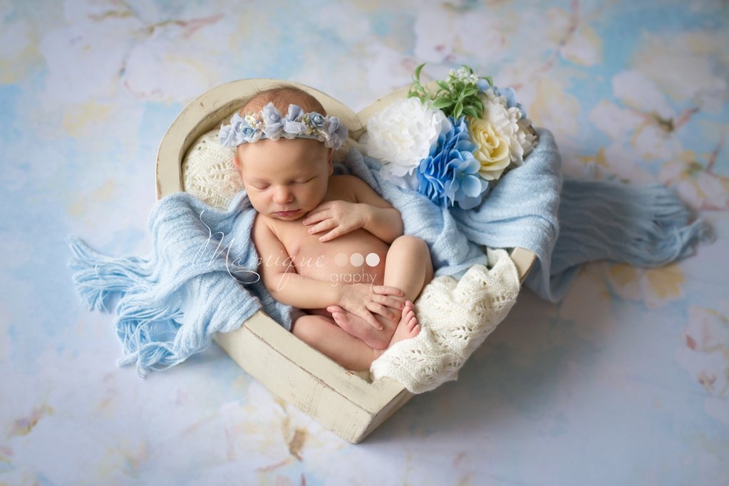 Floral Light Blue Backdrop Elegant Backdrop for Photography F-1508