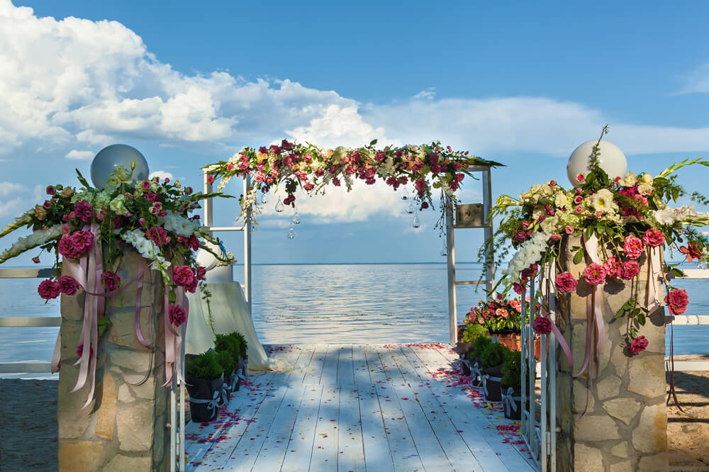 Beach Flowers Wedding Arch Photography backdrop uk GA-83