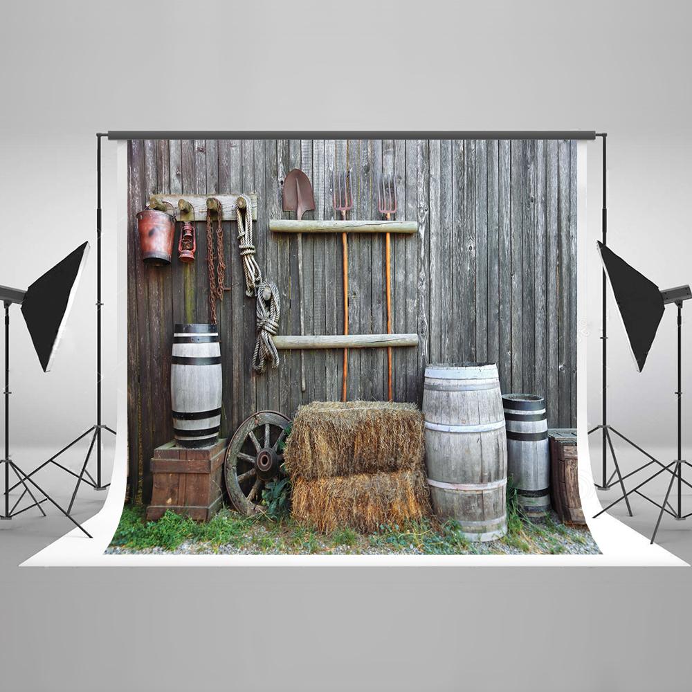 Barn Farm Tools Gray Grunge Wood Wall backdrop UK HJ03184