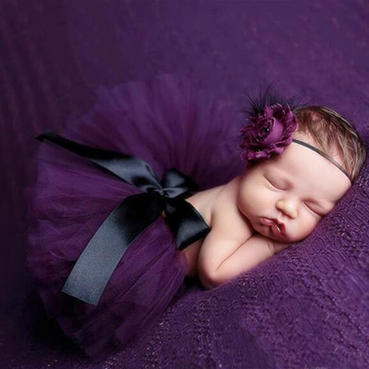Newborn Photography Props Tutu Skirt Dress with Matching Headband for Baby Girl
