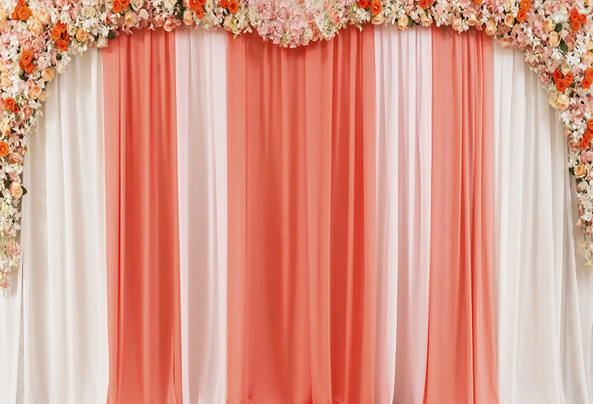 Flower Garland Orange White Wedding Backdrop SH-993