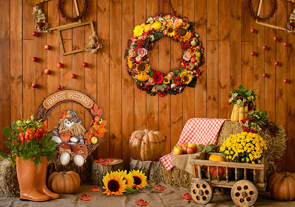 Autumn Pumpkins Flowers  Halloween Party Photography Backdrop