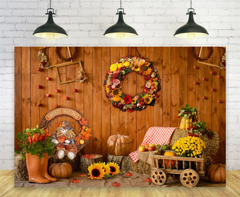 Autumn Pumpkins Flowers  Halloween Party Photography Backdrop