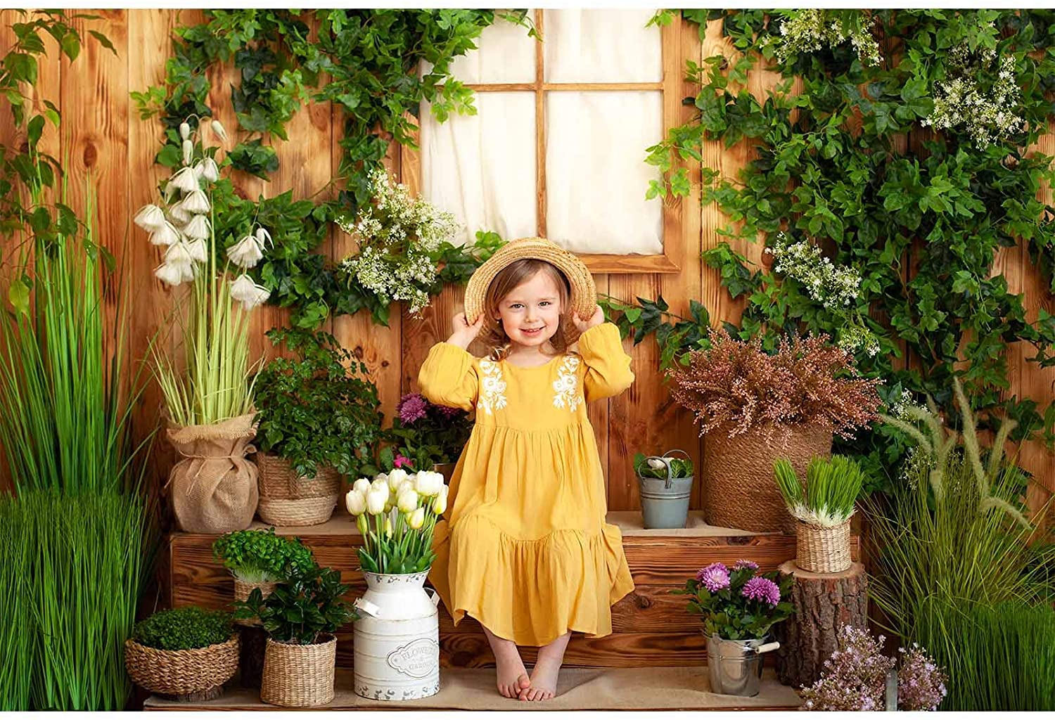 Spring Yard Patio of a Wooden House With Green Plants Backdrop  GC-200