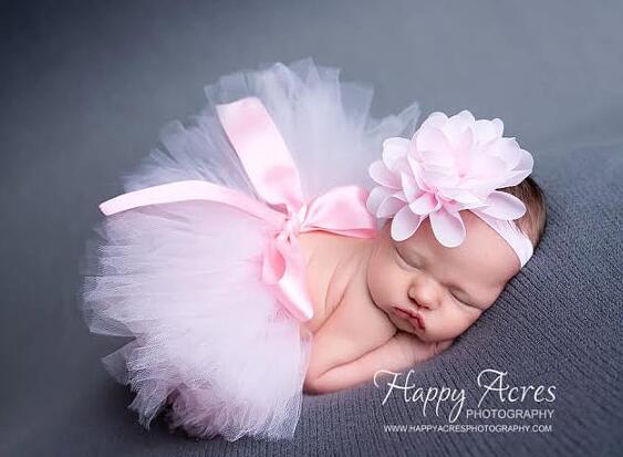 Newborn Photography Props Tutu Skirt Dress with Matching Headband for Baby Girl